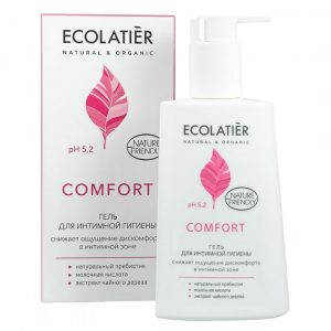 Гел за интимна хигиена Comfort (с млечна киселина и пробиотик) - ECOLATIER, 250 мл.