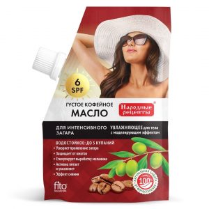 6 SPF Гъсто кафеено масло за интензивен загар, Хидратиращо - Fitocosmetic, 50 мл.