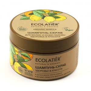 Шампоан-скраб за косата и кожата на главата ЗДРАВЕ и КРАСОТА ORGANIC MARULA - ECOLATIER, 300гр.