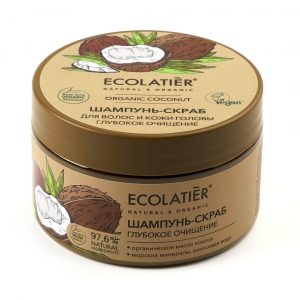 Шампоан-скраб за косата и кожата на главата Дълбоко почистване, ORGANIC COCONUT - ECOLATIER, 300гр.