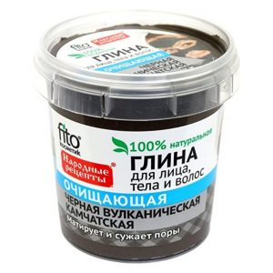 Глина за лицето, косата и тялото Черна Вулканична Камчатска - Fitocosmetic, 155 мл.