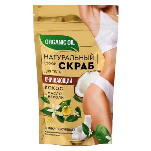 Натурален сух скраб за тяло Почистващ, Кокос и масло Нероли - Fitocosmetic, 150 гр.
